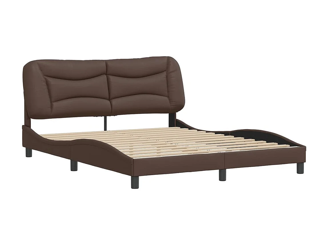 Lit double + tête de lit Marron 160x200 cm Similicuir FR79277