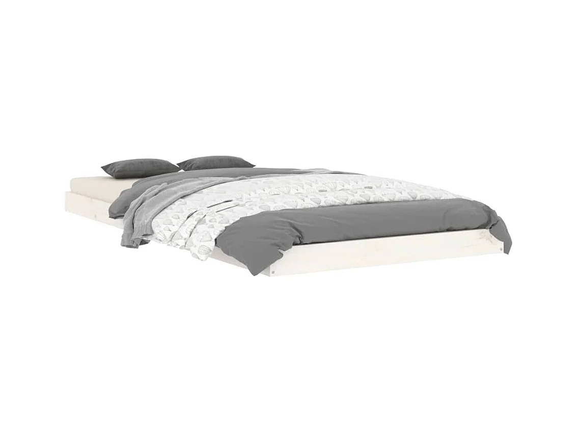 Lit simple blanc 90x190 cm simple bois massif de pin FR52909