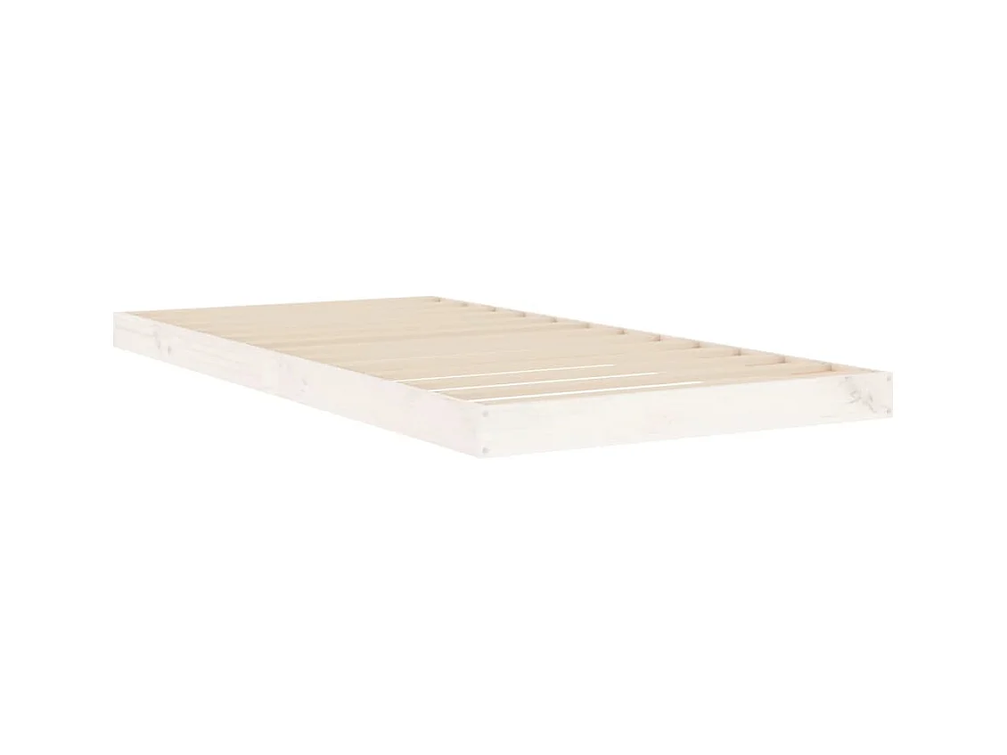Lit simple blanc 90x190 cm simple bois massif de pin FR52909
