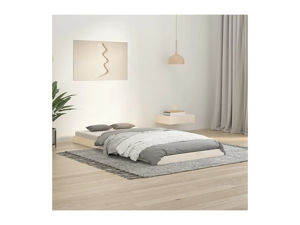 Lit simple blanc 90x190 cm simple bois massif de pin FR52909