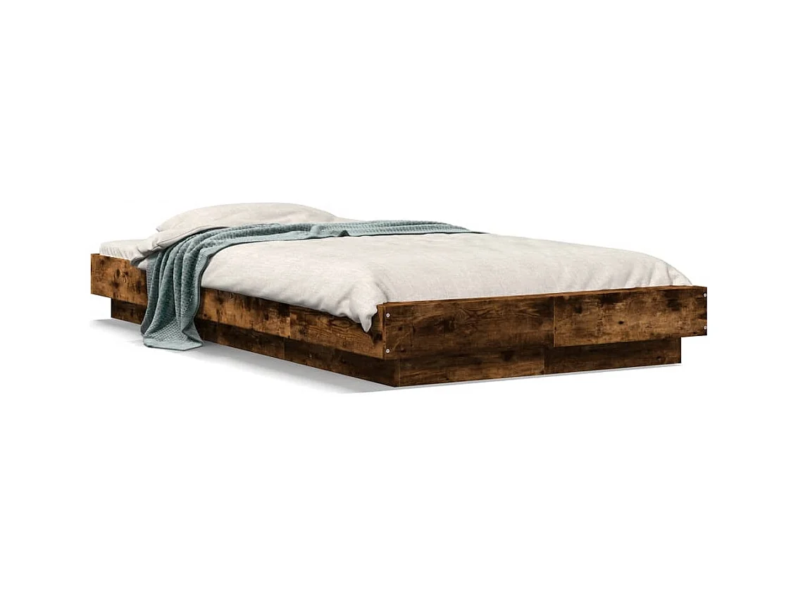 Lit simple avec lumières LED chêne fumé 90x200 cm FR29908