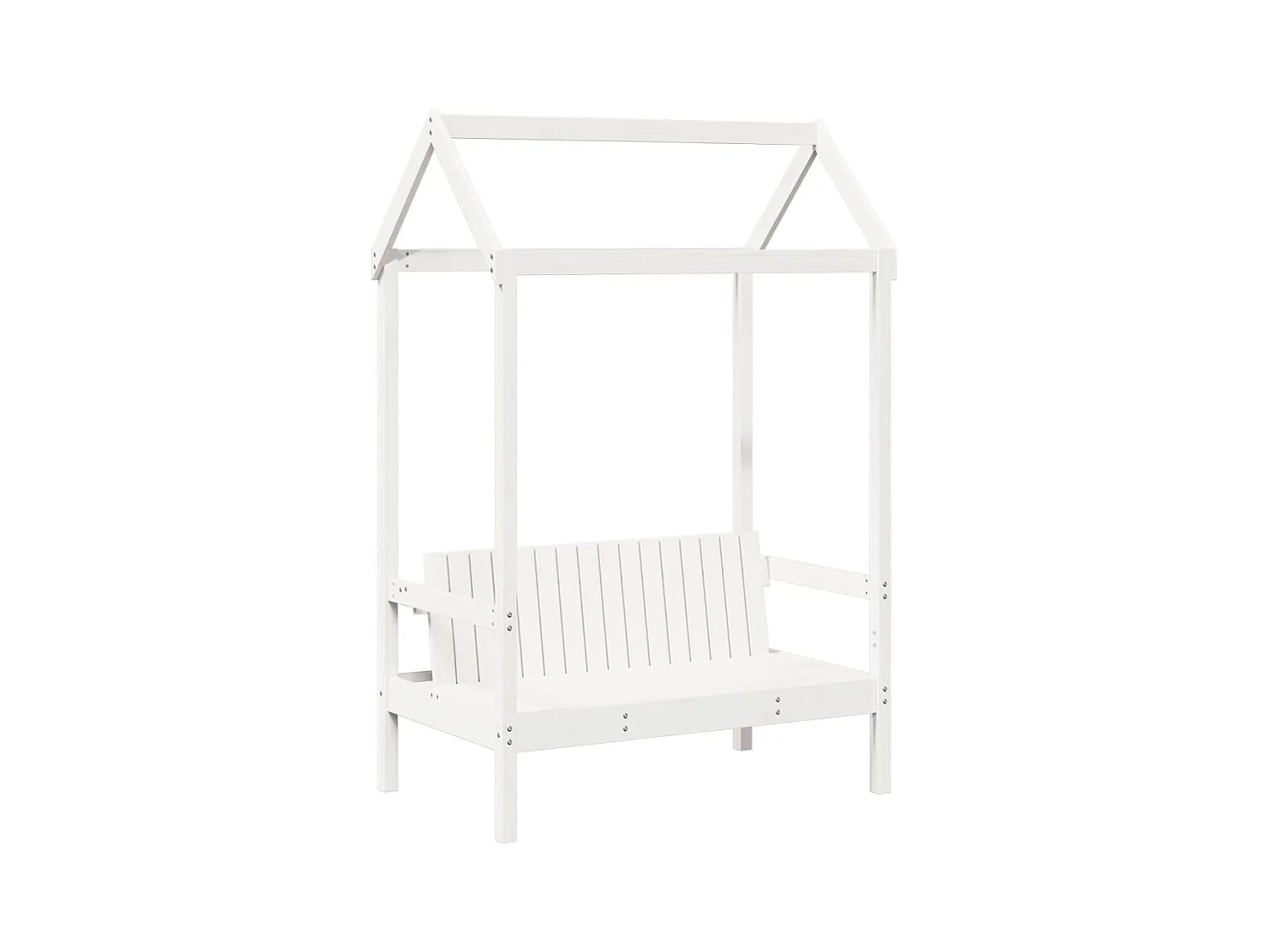 Kinderbed met huisje en bankje massief grenenhout wit 80x200 cm BE222048