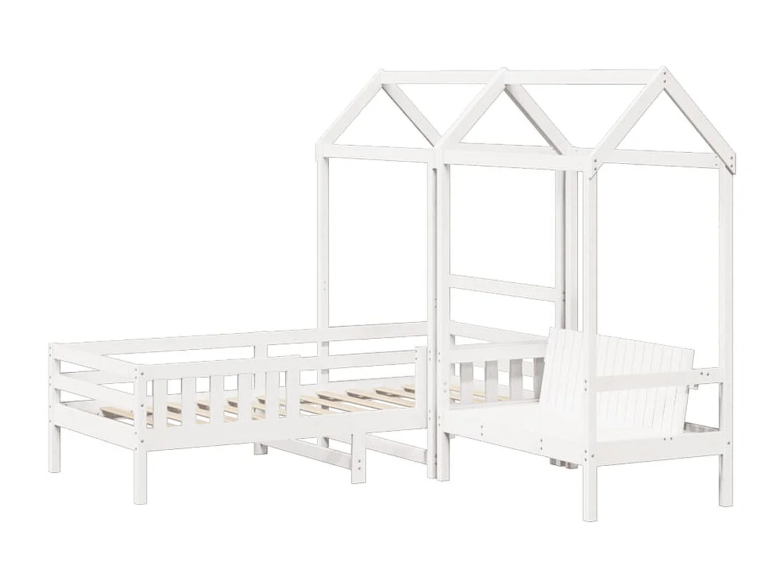 Ensemble de lit et de banc avec toit 80x200 cm bois massif pin FR58415