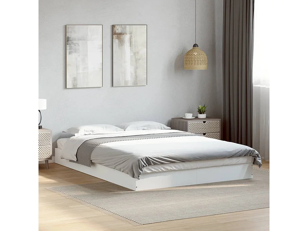 Cama 140x200 cm derivados de madeira branco PT538302