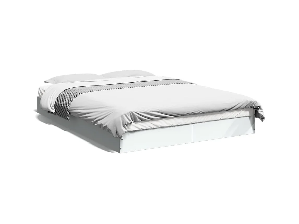 Lit double blanc 140x200 cm bois d'ingénierie FR73035