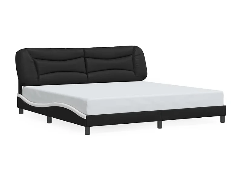 Lit double avec lumières LED noir blanc 200x200 cm similicuir FR11033