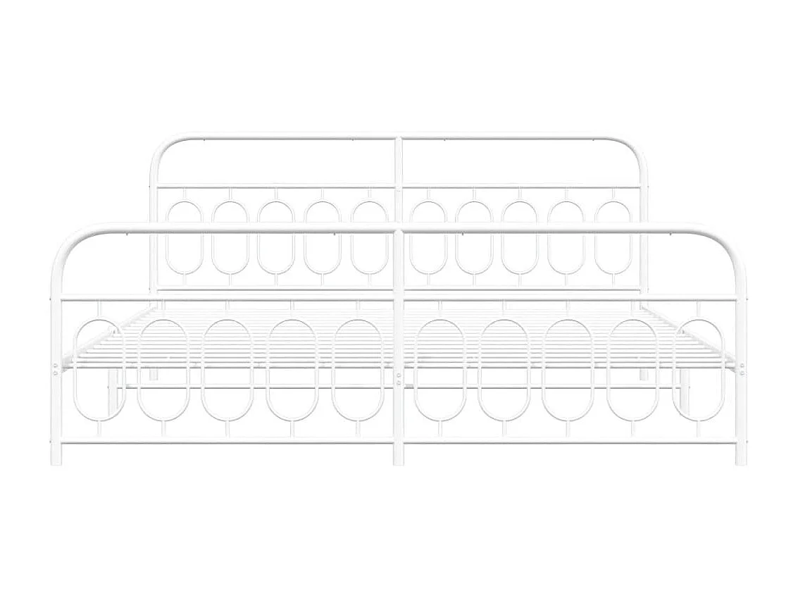 Lit double métal + tête de lit/pied de lit blanc 200x200cm FR87671