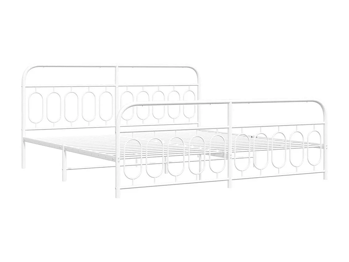 Cama com cabeceira e pés 200x200 cm metal branco PT556369