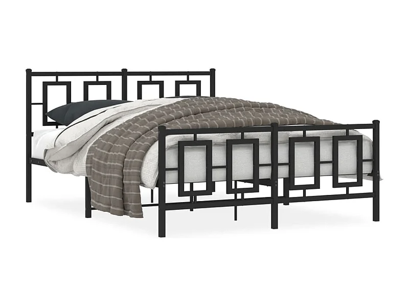 Bedframe met hoofd- en voeteneinde metaal zwart 135x190 cm BE603276