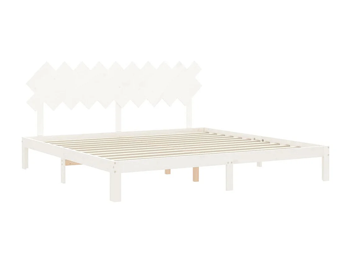 Cama matrimonial- 200x200 cm con cabecero madera maciza blanco ES959071