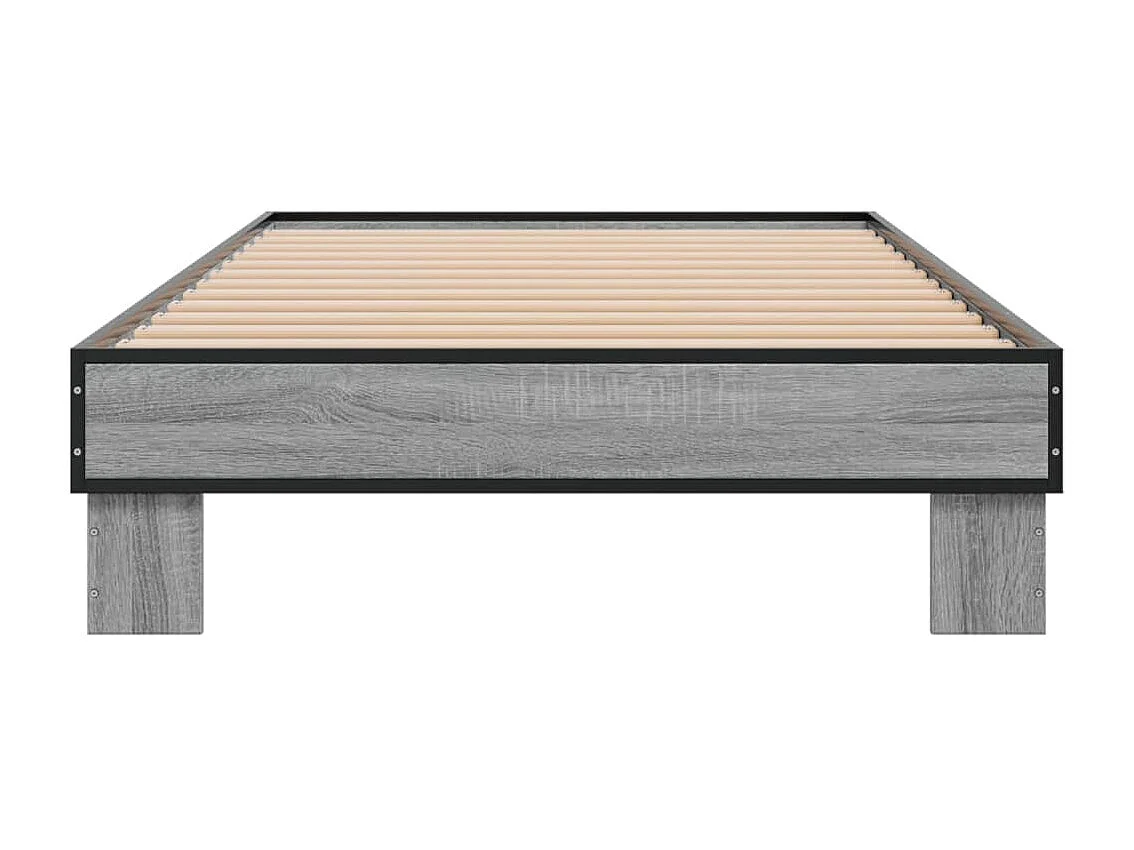 Bedframe bewerkt hout en metaal grijs sonoma eiken 100x200 cm BE900528