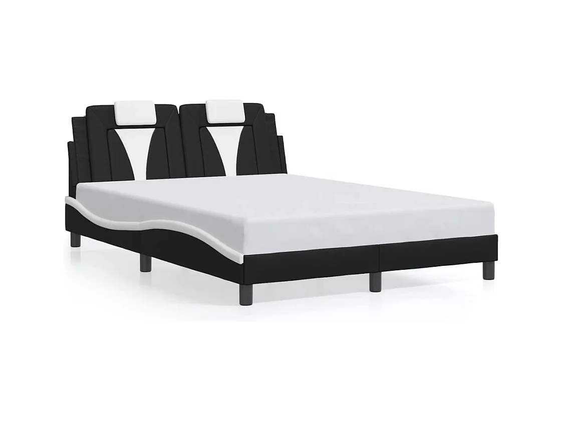 Lit double avec lumières LED noir blanc 140x190 cm similicuir FR93344