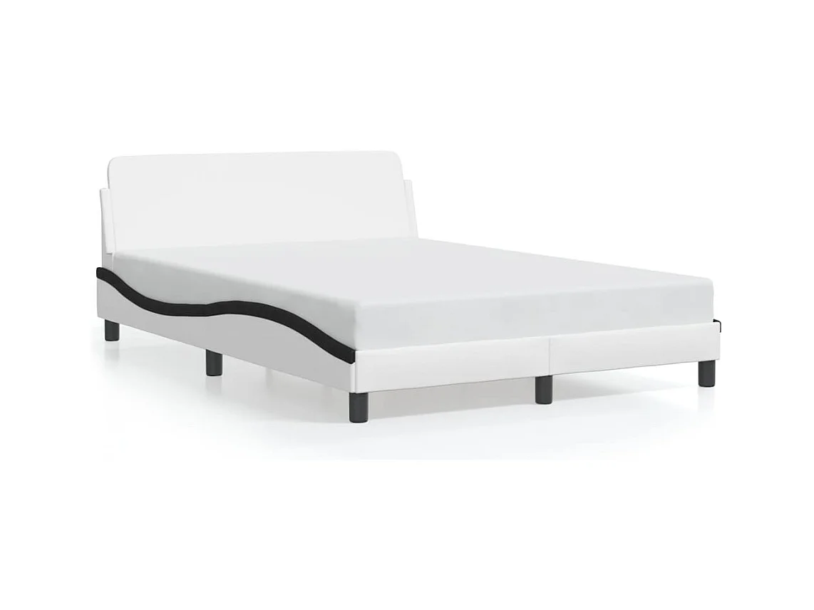 Bedframe met hoofdbord kunstleer wit en zwart 140x190 cm BE881013