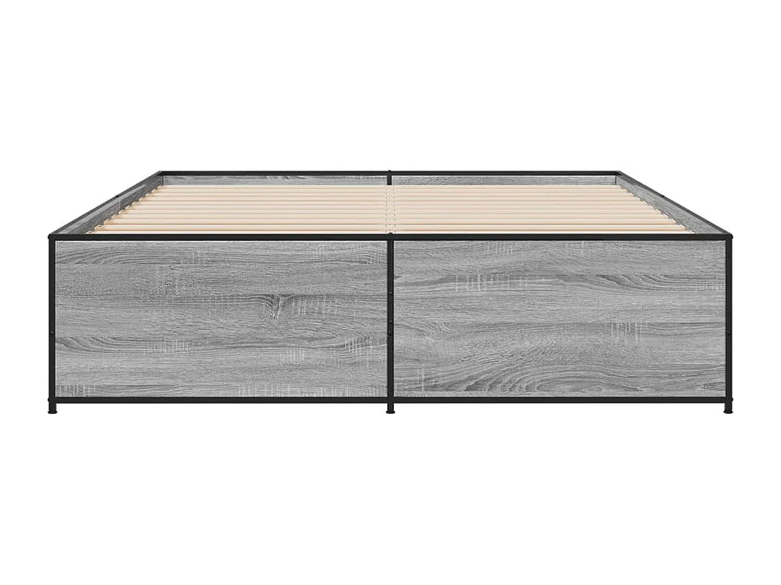 Cama 150x200 cm - madera ingeniería metal gris Sonoma ES832265