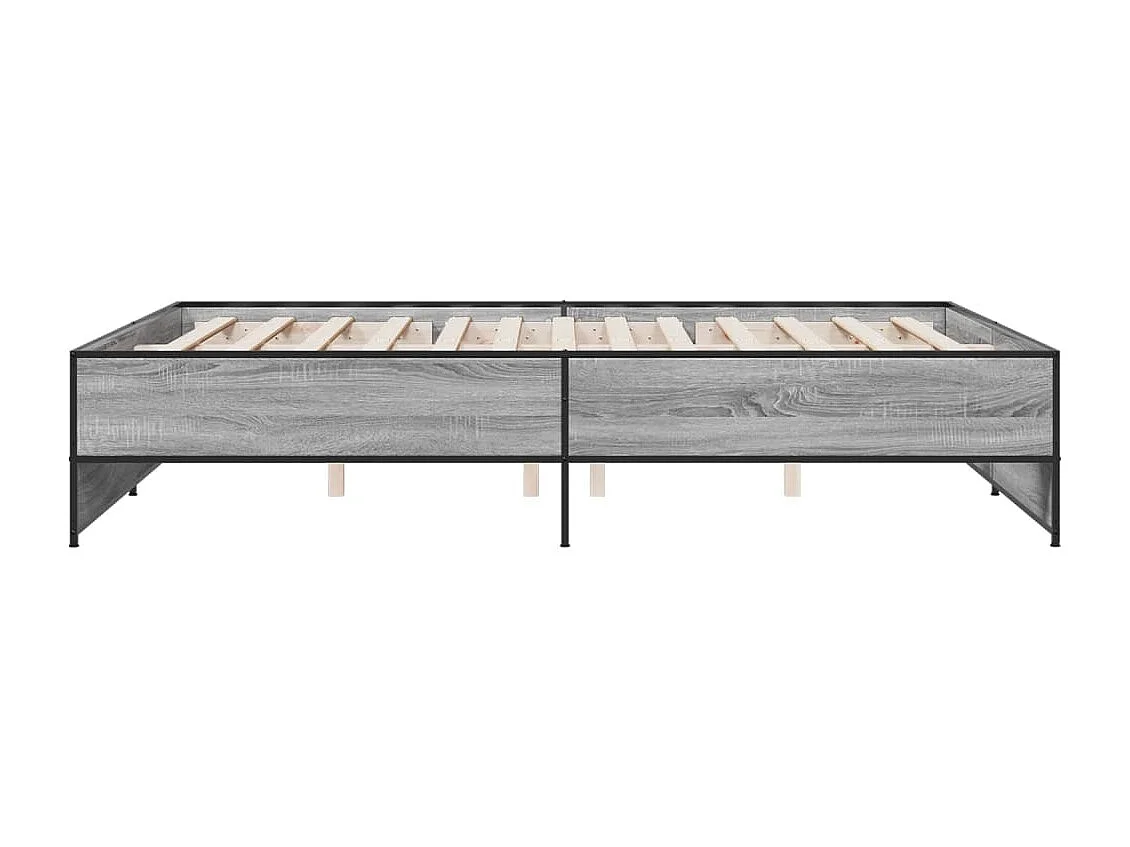 Lit double sonoma gris 150x200 cm bois d'ingénierie et métal FR51736
