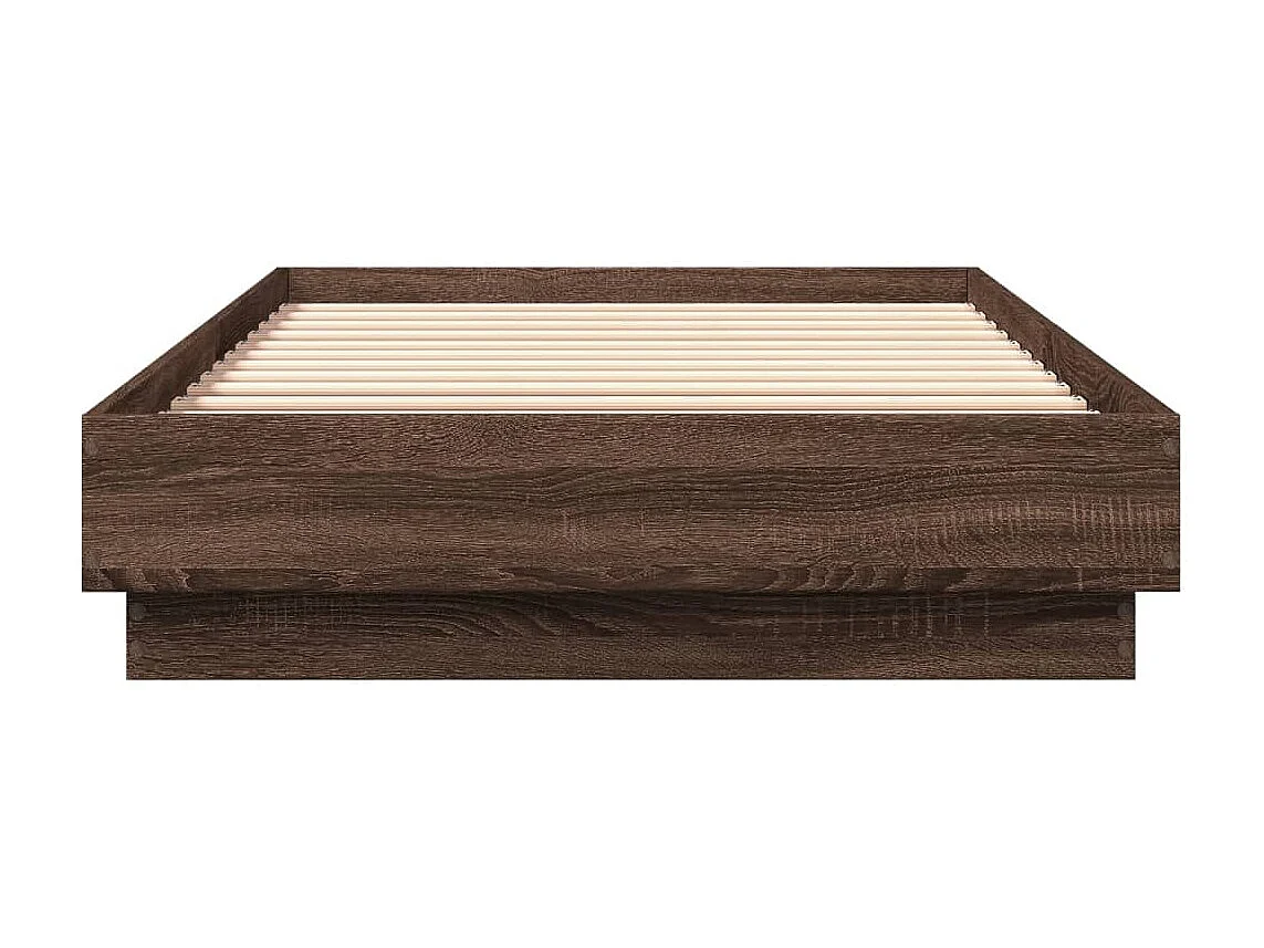 Lit simple chêne marron 90x200 cm bois d'ingénierie FR19682