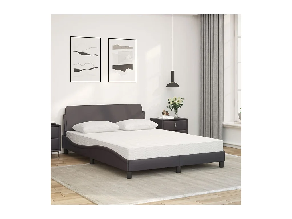 Bed met matras kunstleer grijs 140x190 cm BE629228