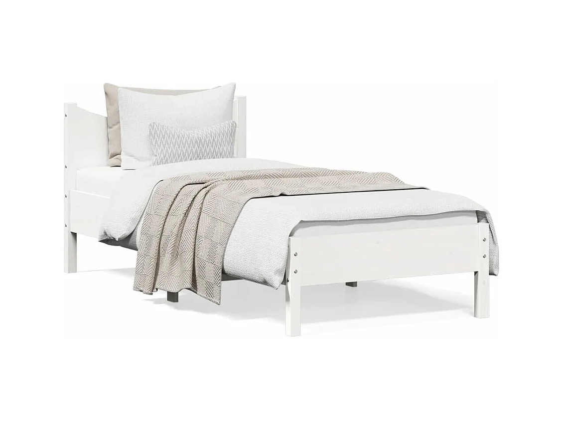 Lit simple blanc 100x200 cm bois de pin massif FR37602