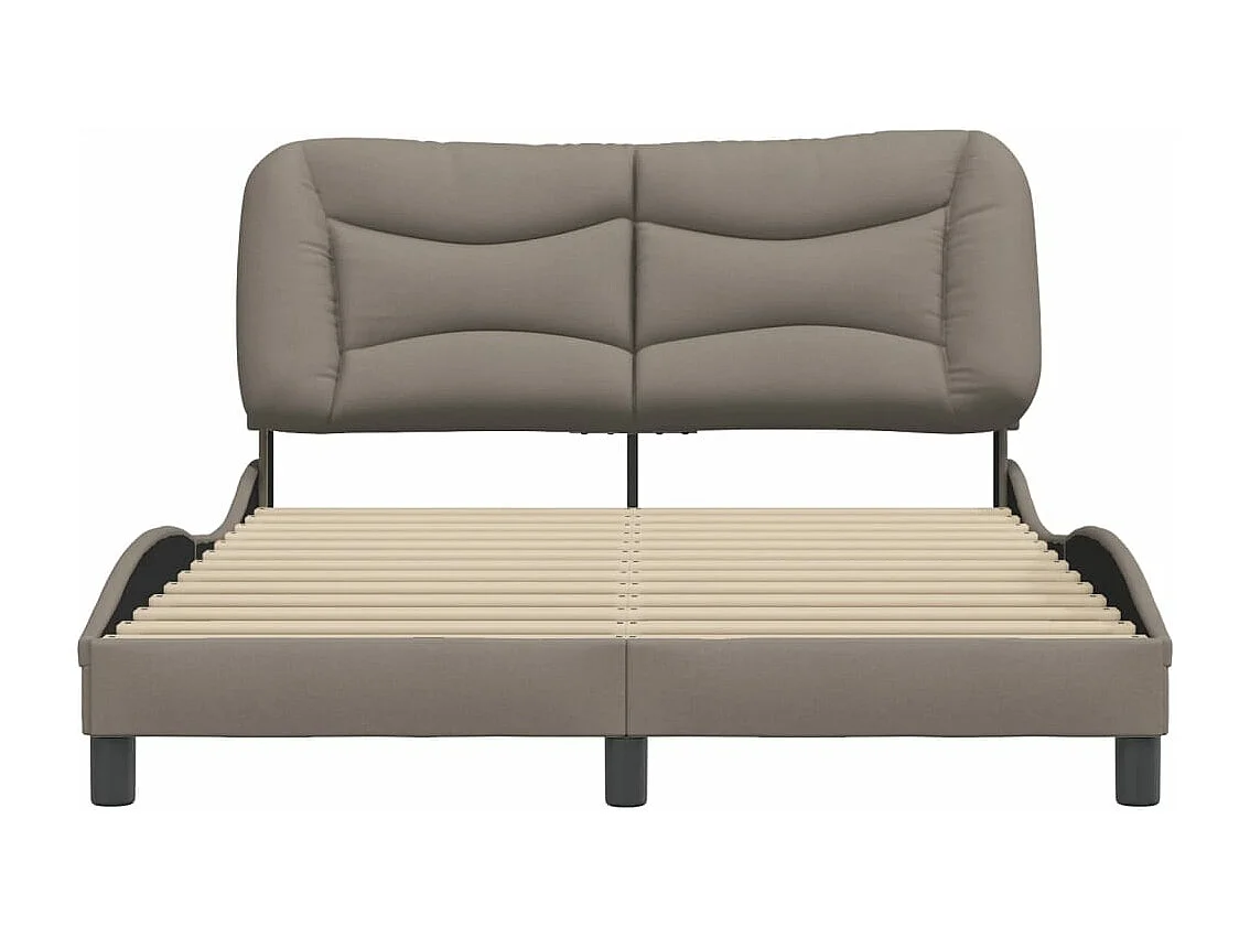 Lit double + tête de lit Taupe 140x200 cm Tissu FR42989