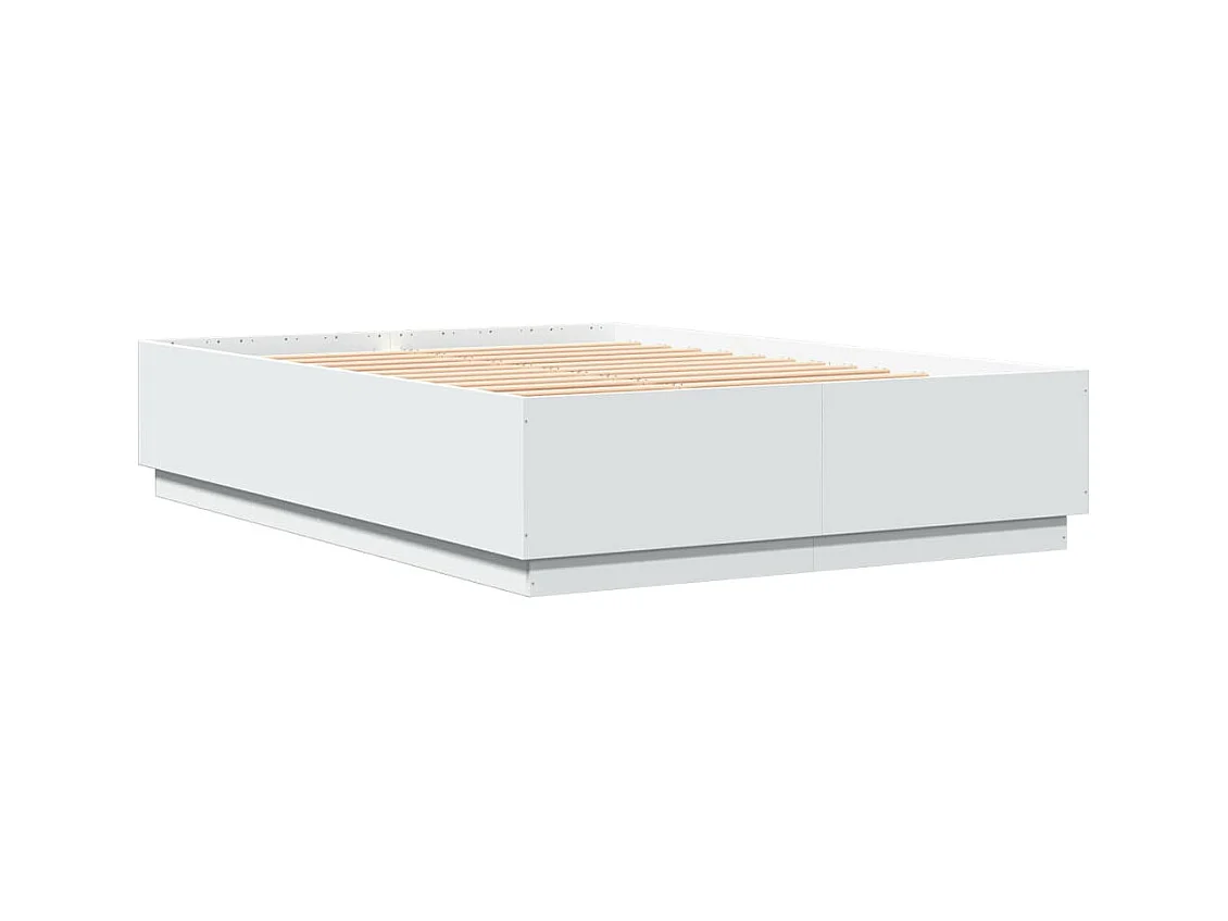 Lit double avec lumières LED blanc 160x200 cm bois ingénierie FR56106