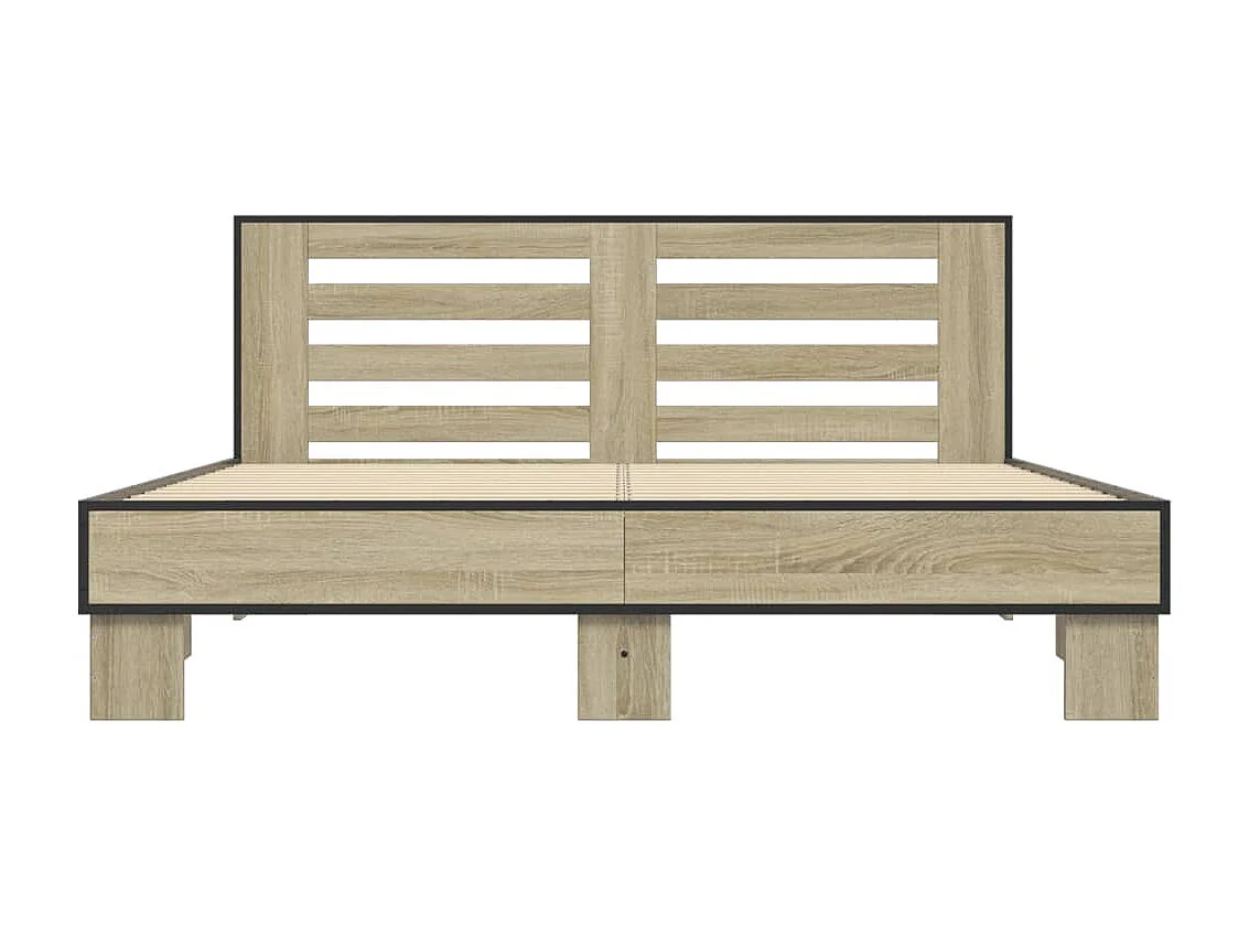 Lit double chêne sonoma 160x200 cm bois d'ingénierie et métal FR42110