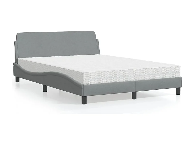 Cama com colchão 140x190 cm tecido cinzento-claro PT336378