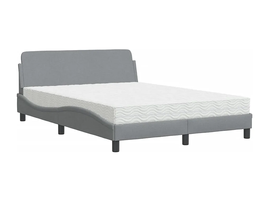 Cama com colchão 140x190 cm tecido cinzento-claro PT336378