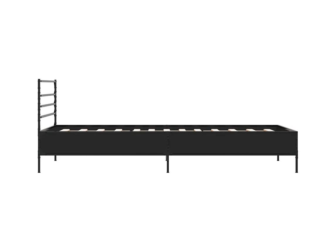 Cama 90x190 cm derivados de madeira e metal preto PT728752