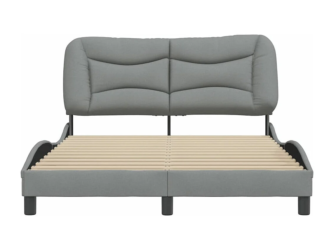 Lit double + tête de lit Gris clair 140x200 cm FR20599