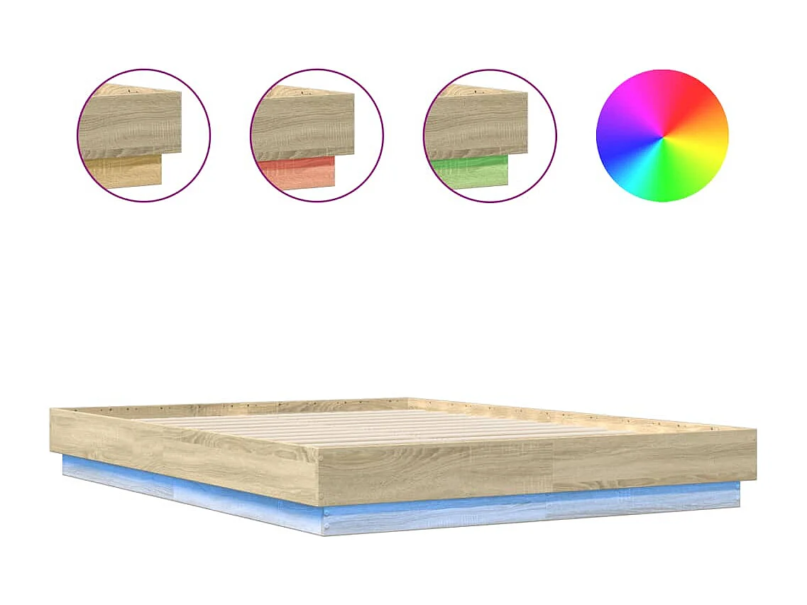 Bedframe met LED-verlichting sonoma eikenkleurig 140x200 cm BE464115