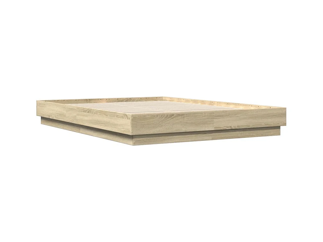 Lit double avec lumières LED chêne sonoma 140x200 cm FR54392