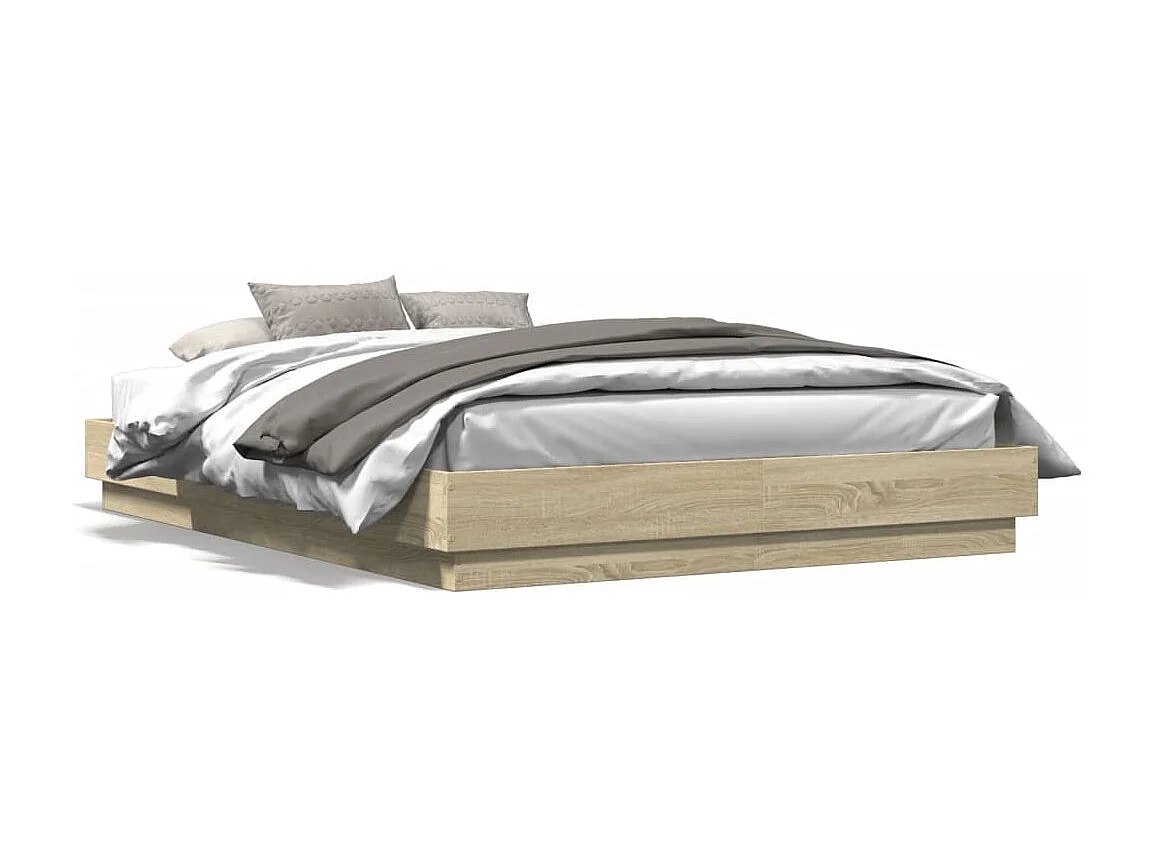 Bedframe met LED-verlichting sonoma eikenkleurig 140x200 cm BE464115
