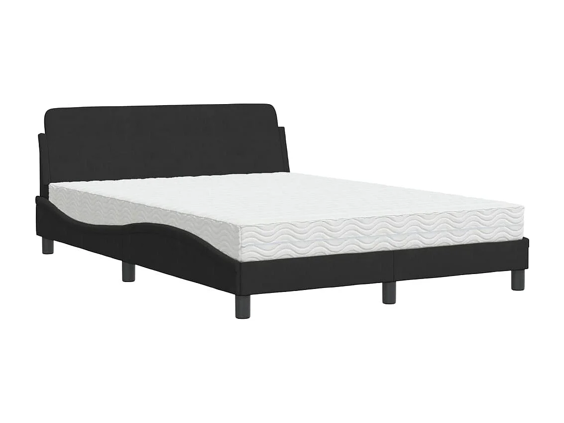 Lit adulte + matelas noir 120x200 cm velours FR38379