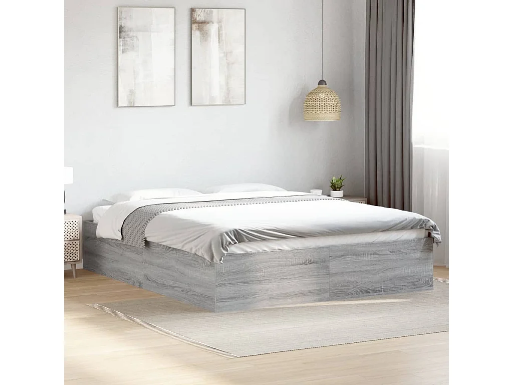 Lit double sonoma gris 150x200 cm bois d'ingénierie FR89512