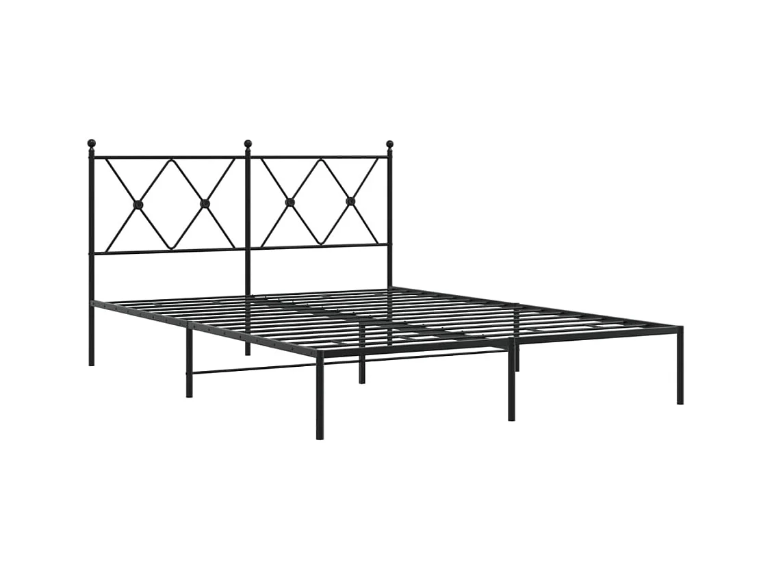 Cama matrimonial- 140x190 cm con cabecero metal negro ES310980