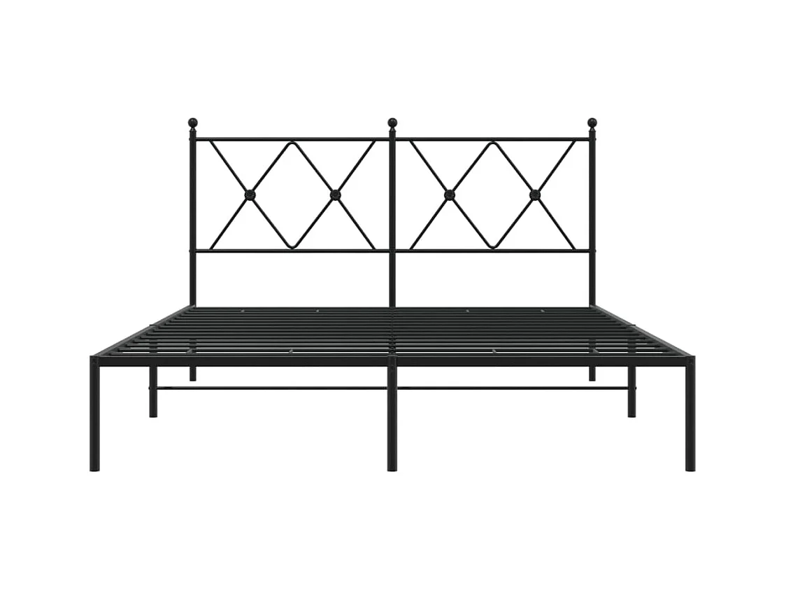 Cama matrimonial- 140x190 cm con cabecero metal negro ES310980