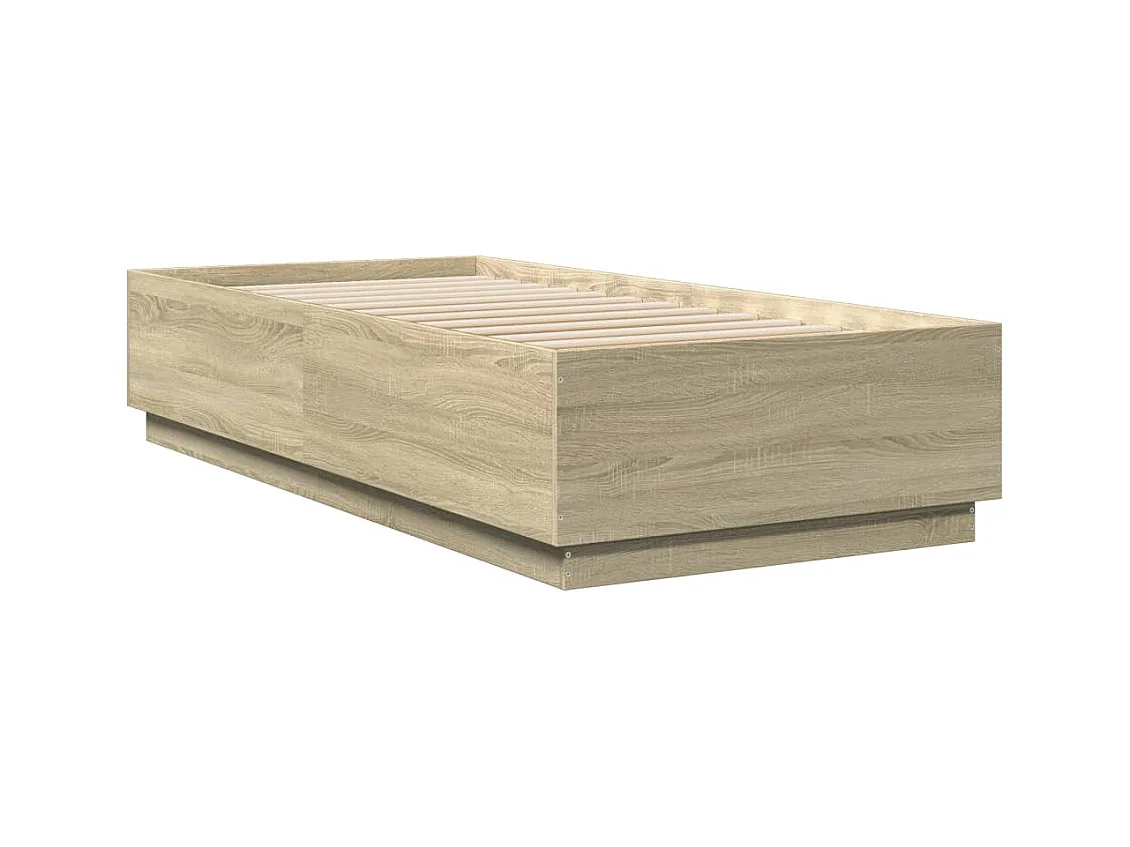 Lit simple avec lumières LED chêne sonoma 100x200 cm FR73136