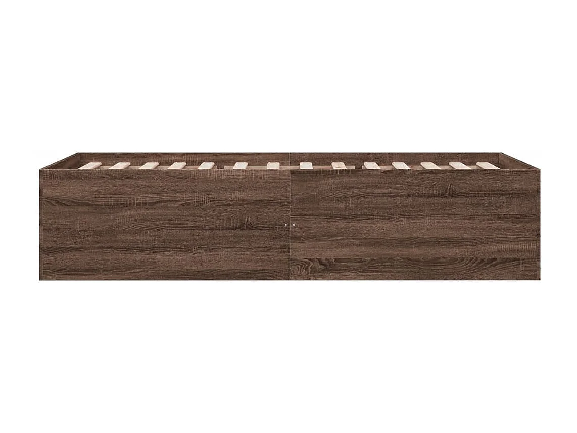 Lit simple chêne marron 75x190 cm bois d'ingénierie FR67456