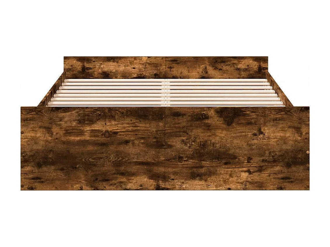 Bedframe met lades bewerkt hout gerookt eikenkleurig 140x190 cm BE951988