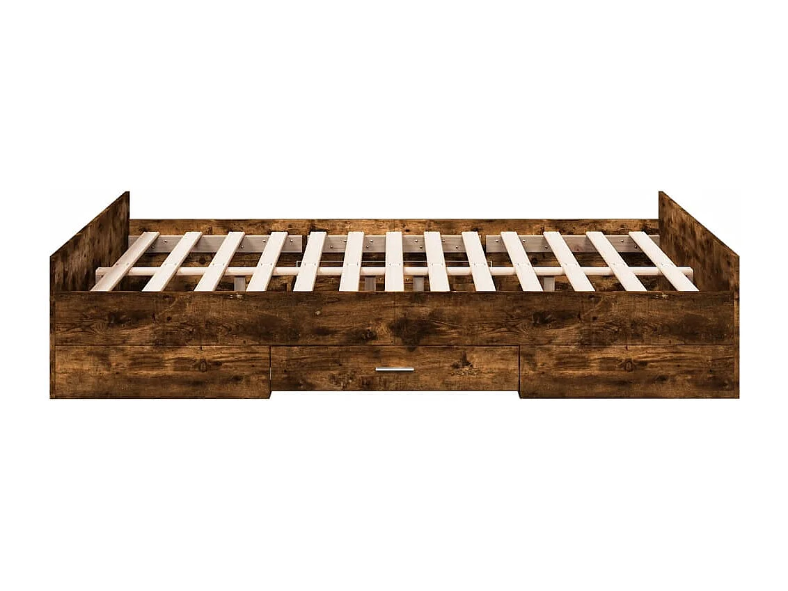 Bedframe met lades bewerkt hout gerookt eikenkleurig 140x190 cm BE951988