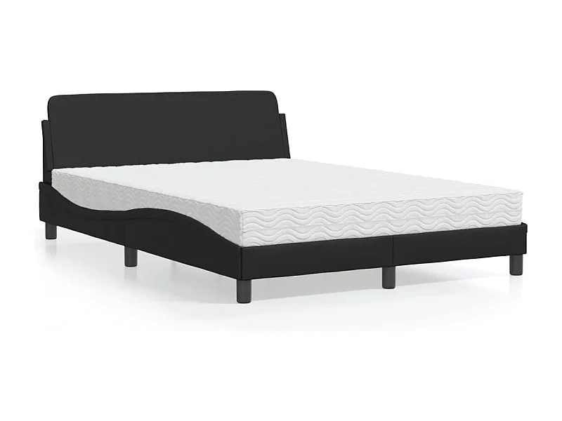 Cama com colchão 140x190 cm couro artificial preto PT134386