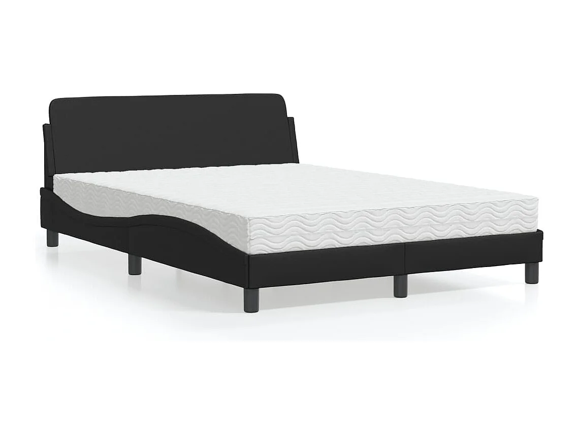 Cama com colchão 140x190 cm couro artificial preto PT134386