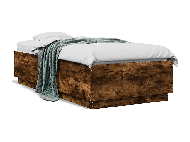 Cama 90x190 cm derivados de madeira carvalho fumado PT927652