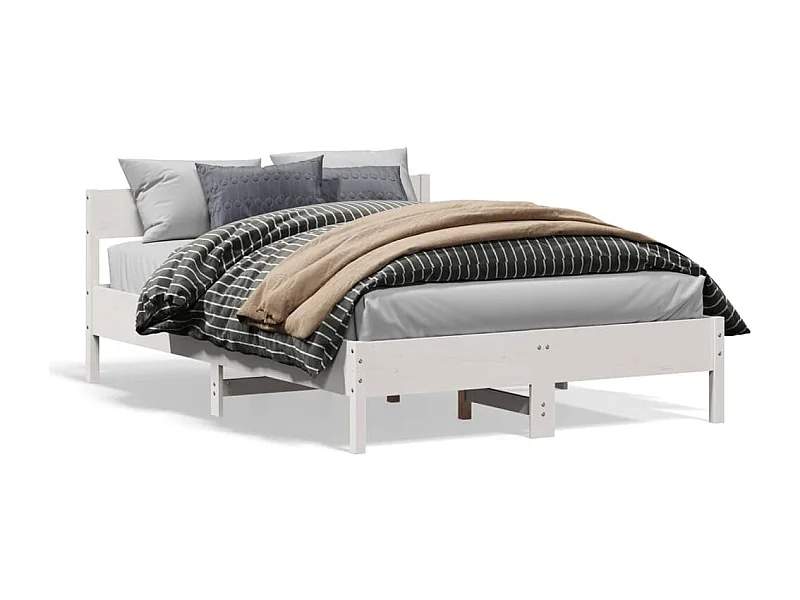 Cama matrimonial- 120x190 cm sin colchón madera maciza blanca ES870893