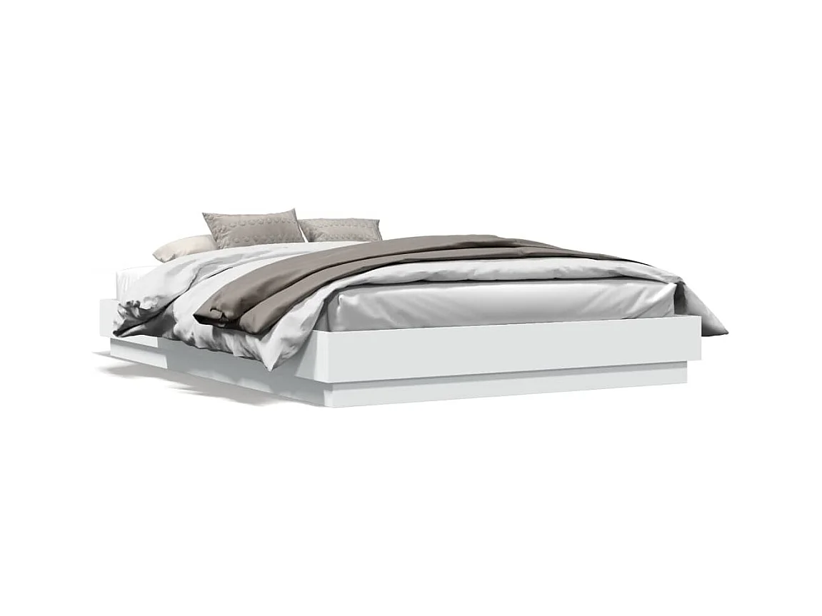 Lit double avec lumières LED blanc 160x200 cm FR95534
