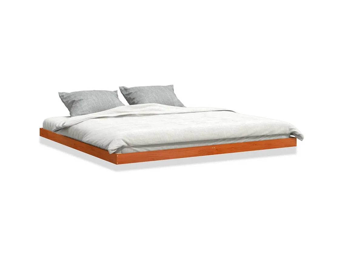 Lit double cire marron 200x200 cm bois de pin massif FR66821