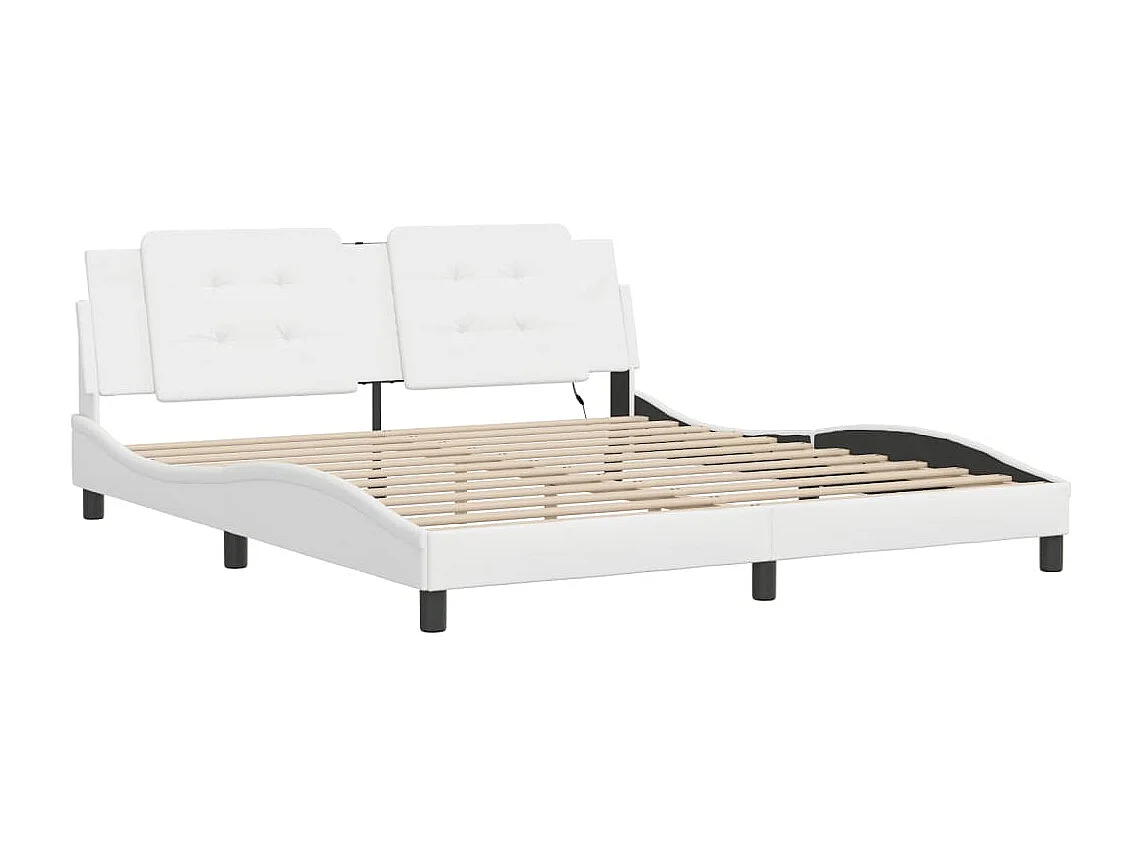 Lit double avec lumières LED noir 180x200 cm similicuir FR39949