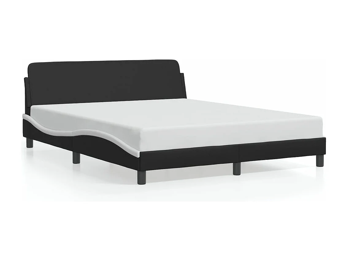 Bedframe met hoofdbord kunstleer zwart en wit 160x200 cm BE400913