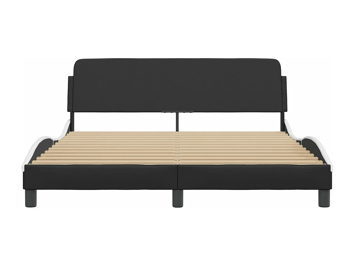 Bedframe met hoofdbord kunstleer zwart en wit 160x200 cm BE400913