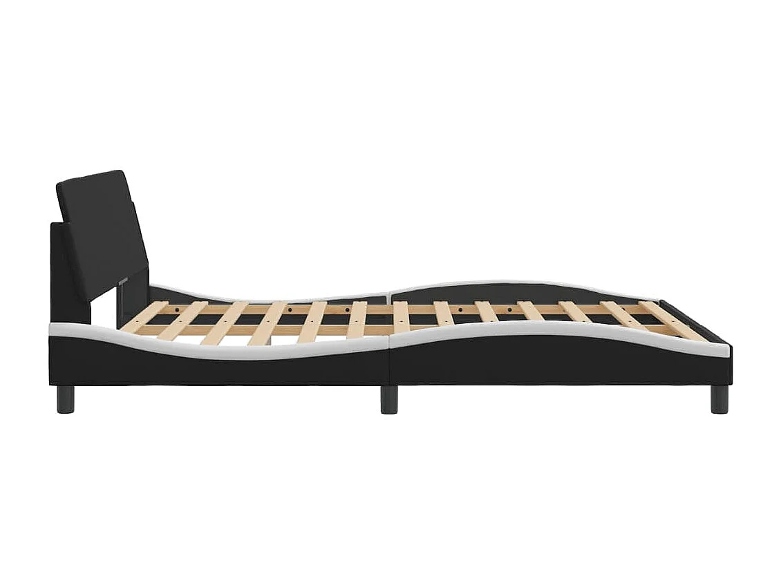 Bedframe met hoofdbord kunstleer zwart en wit 160x200 cm BE400913